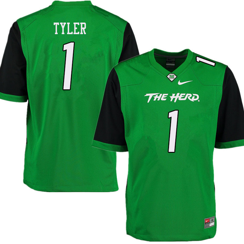 Men #1 Ty Tyler Marshall Thundering Herd College Football Jerseys Sale-Green - Click Image to Close